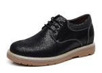 Business Mens Leather Casual Shoes , Cushioning Round Toe Black Elevator Shoes