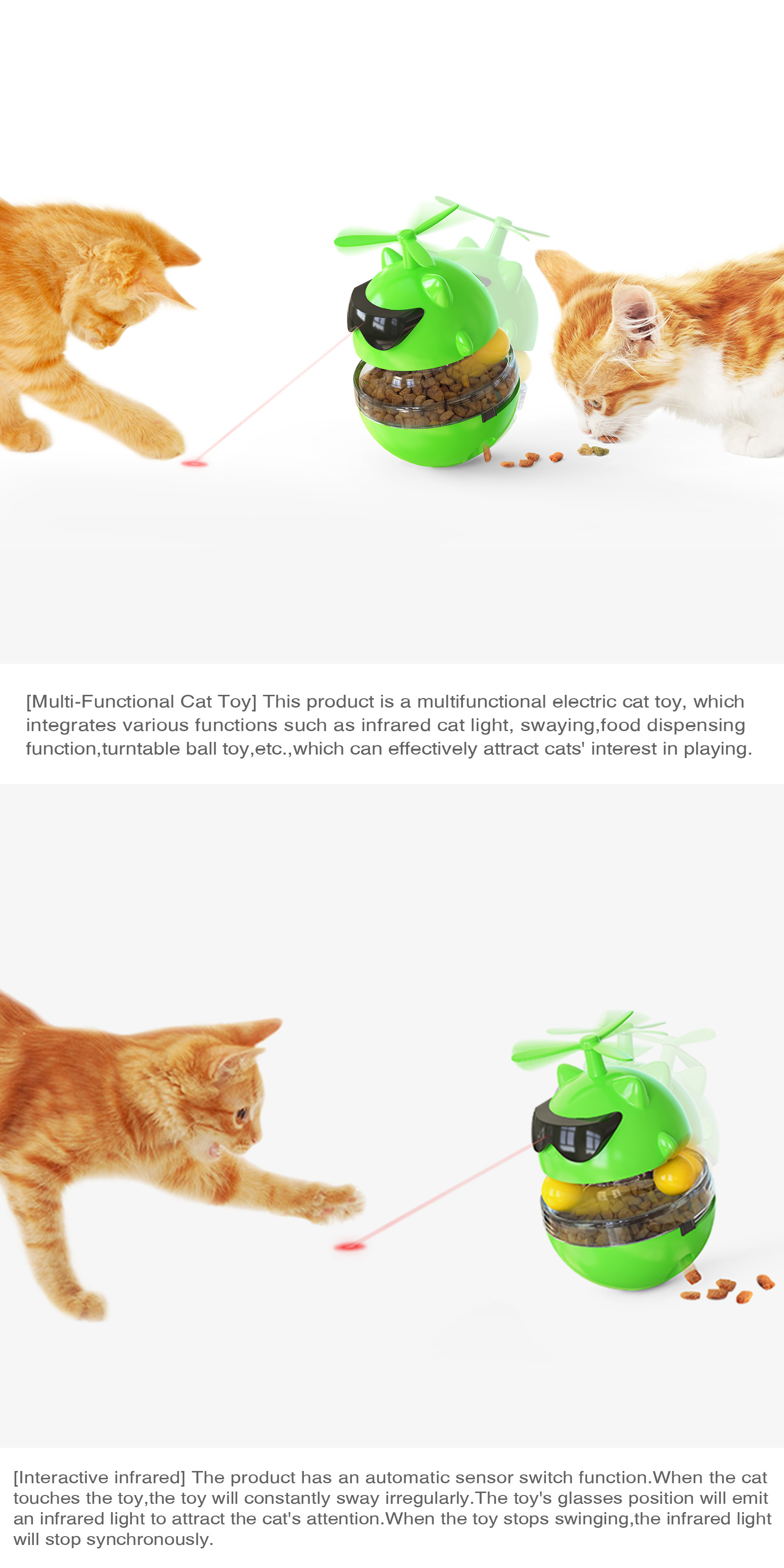 Cat Tumbler Interactive Pet Toys Laser Light USB Charging ODM 512g