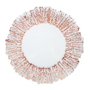 Quality 13 Inch Flower Electroplated Round Glass Charger Plates Painted wholesale