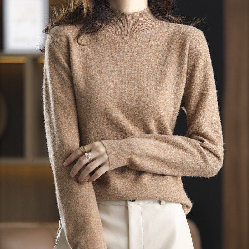 Occasion Daily Wear Sweater Free Shipping Easy Returns Worldwide Half high collar ribbed knitted sweater for women