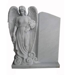 Quality American style white marble standing Angel statue headstones wholesale