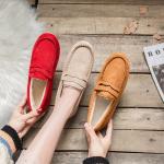2022 Autumn Plus Velvet Peas Shoes Flat Soft Bottom Tendon Cotton Shoes Women