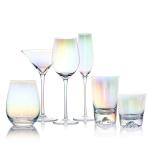 High Quality 6 Pieces Colorful Red Wine Ion Plated Tall Rainbow Crystal Wine