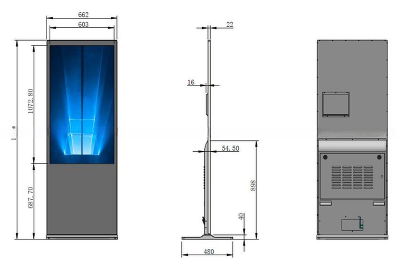 UHD 49" inch floor stand LCD digital wifi signage totem video loop display kiosk