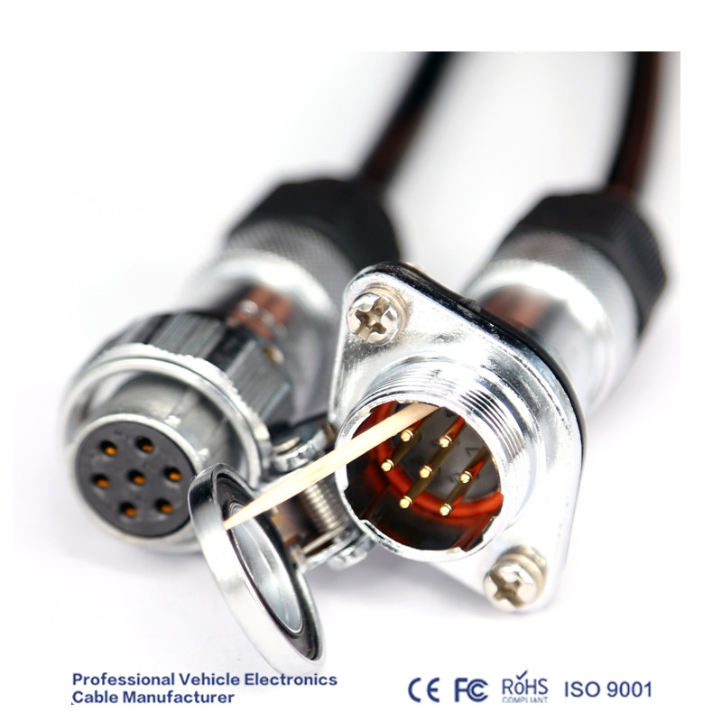 Waterproof 5 Pin Trailer Power Cable With Metal Male Female Connector