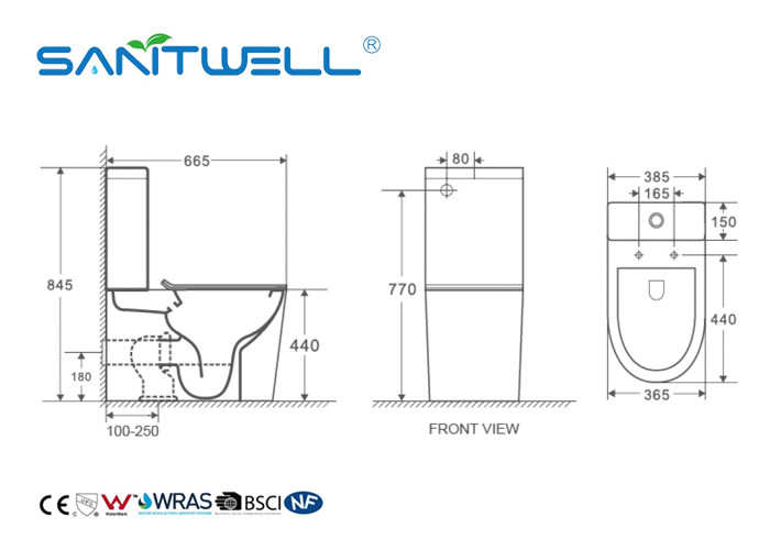 Nano Glazing Water Saving Wc Two Piece With P Trap White Ceramic Material