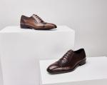 Lace Up Mens Pointed Toe Dress Shoes Autumn Mens Brown Brogue Shoes For Wedding