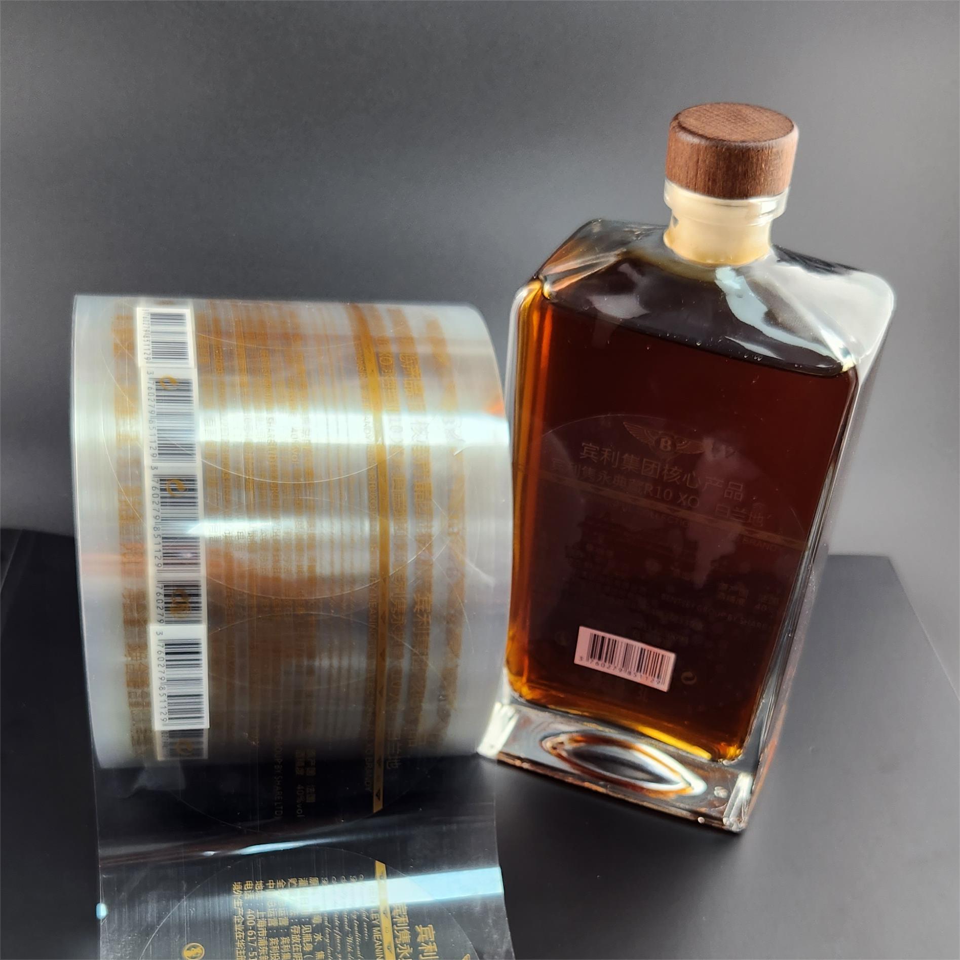 Transparent Brandy Label Waterproof 3D Custom Wine Bottle Labels