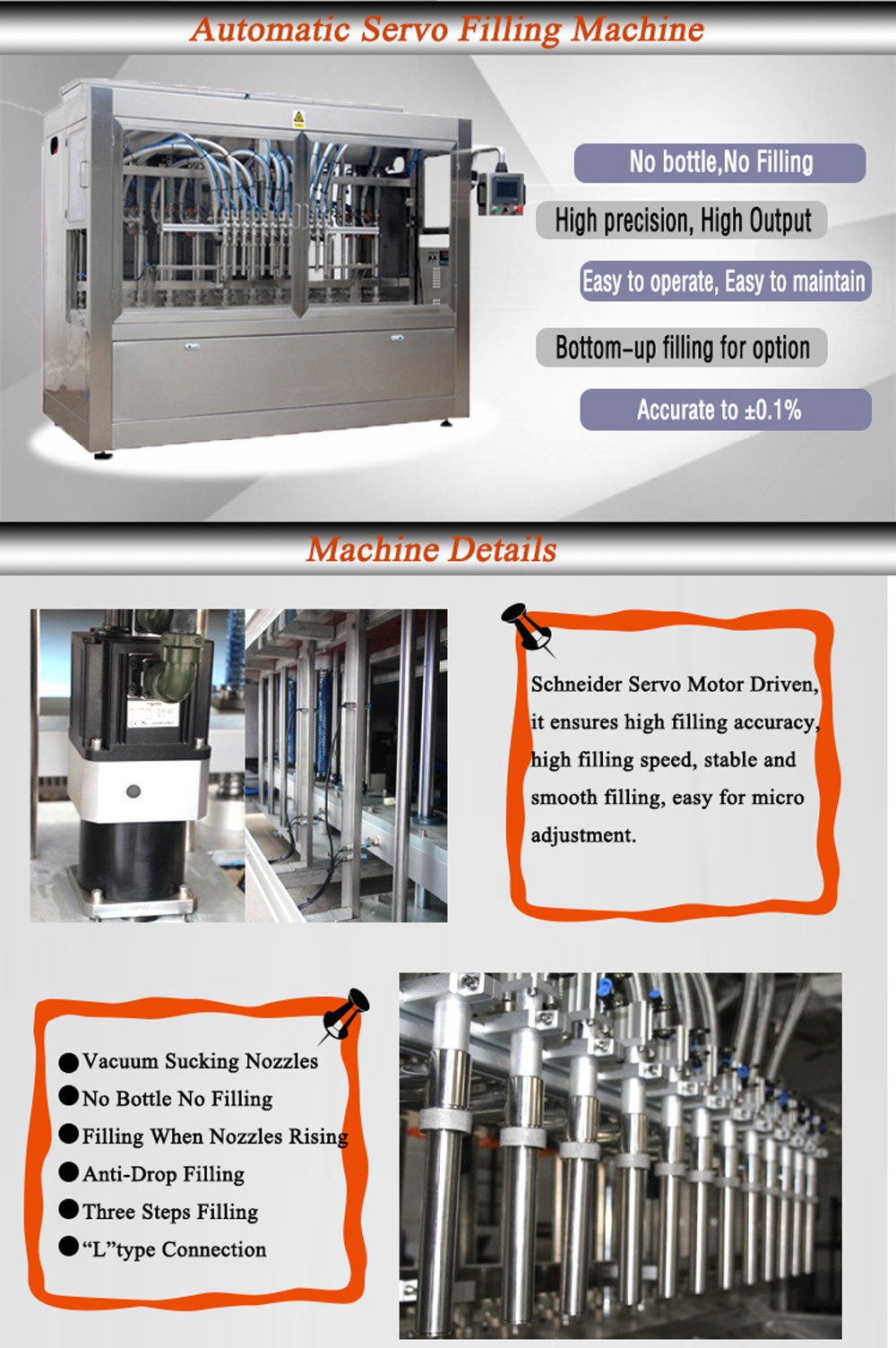 High Precision Pesticide Volumetric Piston Filler Servo Motor Driven