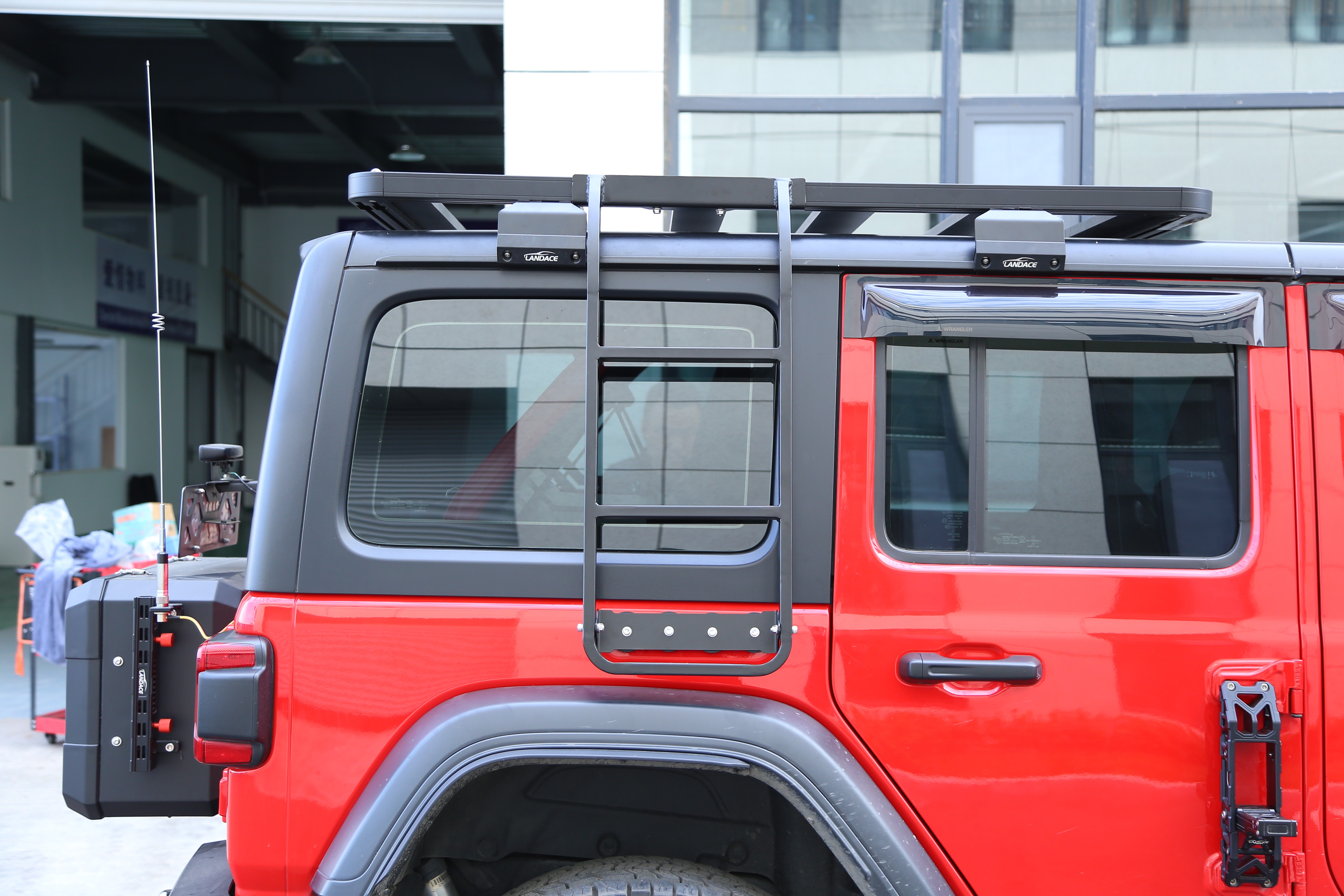 18-23 Wrangler Rubicon Jeep BLACK Stainless Steel Roof Rack Ladder for Off Road Vehicle