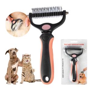 Quality TPR Dog Hair Remover Brush Portable Double Side Shedding Comb For Dogs wholesale