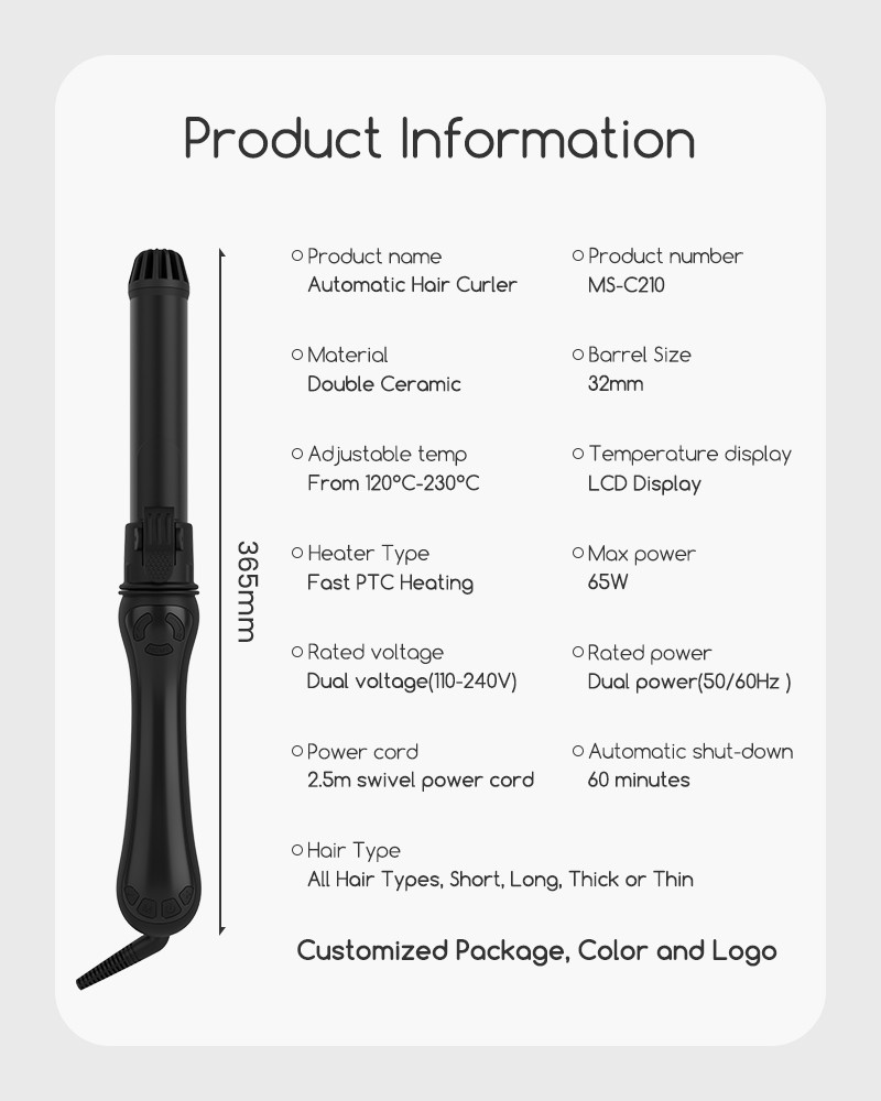 Portable Automatic Rotating Curler , Rechargeable Rotating Ceramic Hair Curler