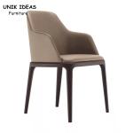 Black Brown Grey Nordic Dining Chair 60cm Seat Height Leather Ash Wood Dining