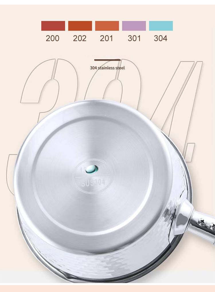 Modern Design Kitchen Sauce Pans 18/8 Stainless Steel With Wooden Handle