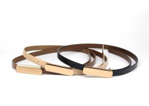 Quality Thin Skinny Metal Gold Buckle 1.5cm Leather Waist Belt wholesale