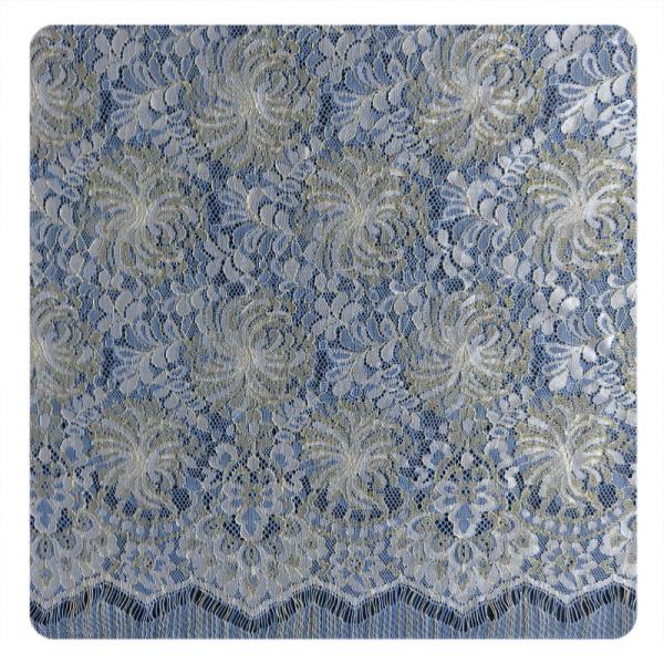 Multi color Chantilly Metallic Nylon Lace Fabric , Eyelash Lace Trim For Womens