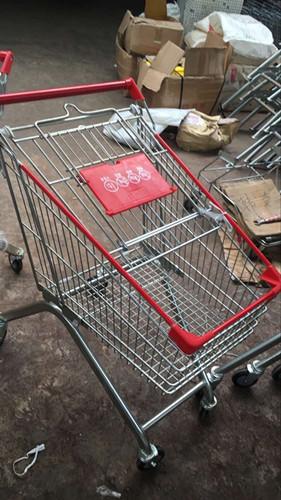 Mini European Style Grocery Metal Supermarket Shopping Cart / Powder Coated