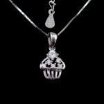 Cubic Zirconia 925 Sterling Silver Heart Necklace , Personalized 925 Silver