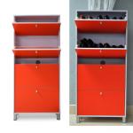 KD Packaging 23KG Red Wooden 4 drawers Mirrored Shoe Cabinet