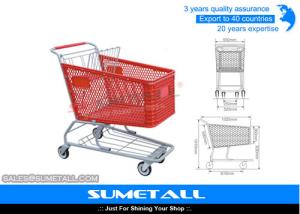 Quality 180L Plastic Shopping Trolley Supermarket Shopping Cart With TPR Wheels wholesale