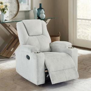 Quality Recliner Chair with Stainless Steel Cup Holders, Gray Fabric wholesale