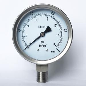 Quality 4&quot; 1 kg/cm2 Glycerin Fillable Manometer SUS 316 Tube/Socket All Stainless Steel Pressure Gauge wholesale