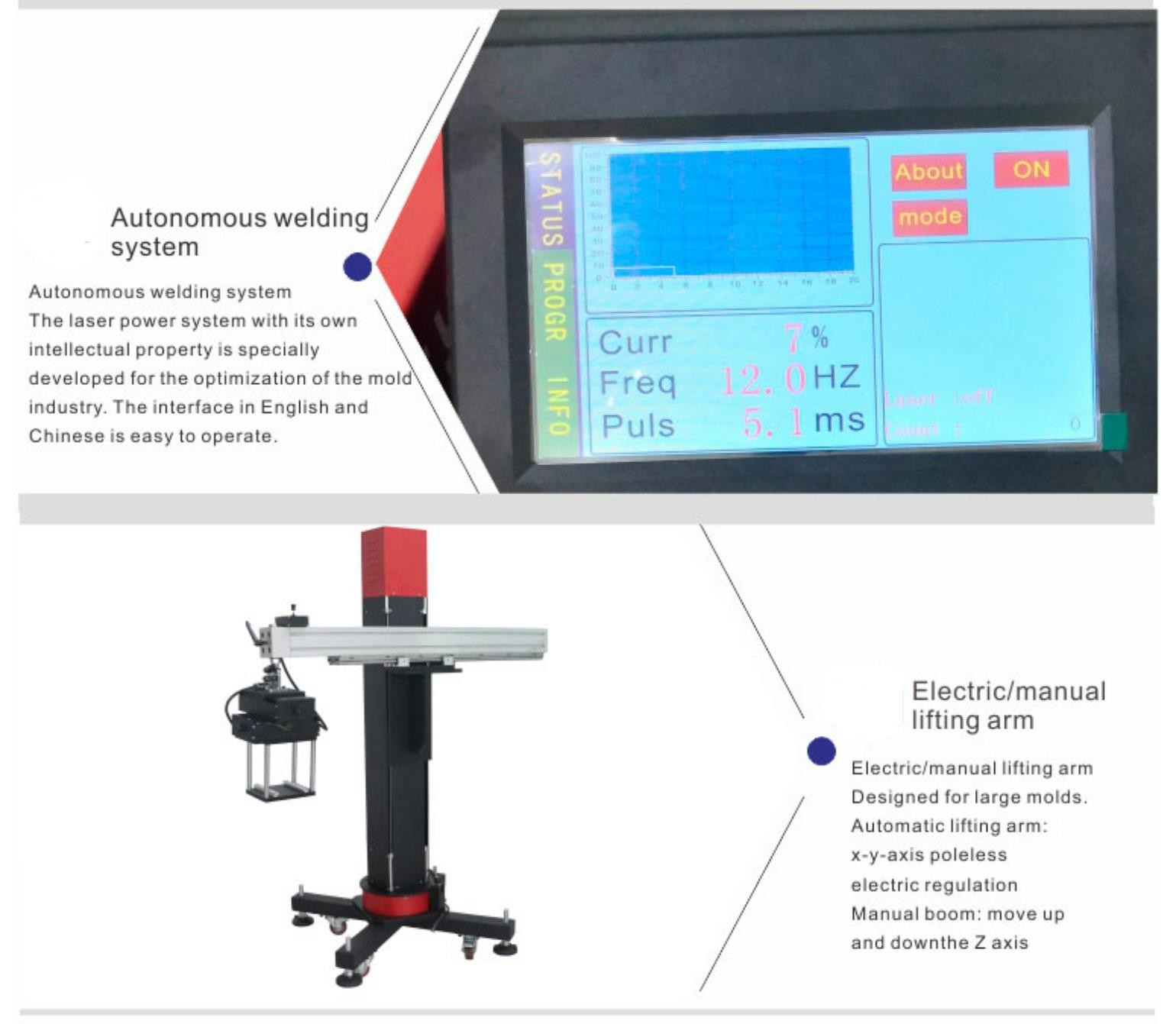 60Hz 380V stainless steel spot laser welding machine With Boom Lift
