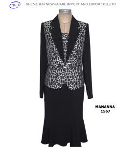 Quality Design black jacket woman 3 pcs skirt suits wholesale