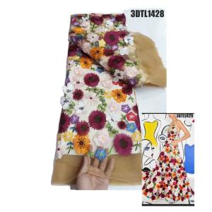 Quality Fashion week Luxury UK 3D flowers lace french tulle net lace Dubai wedding dress Ghana embroidery lace fabric party dress wholesale