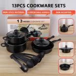 Mordern Style 13 Piece Black Cast Iron Pan Set Non Stick Coating