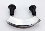 5 inch double knife blade pizza cutter mezzaluna knife black color green color