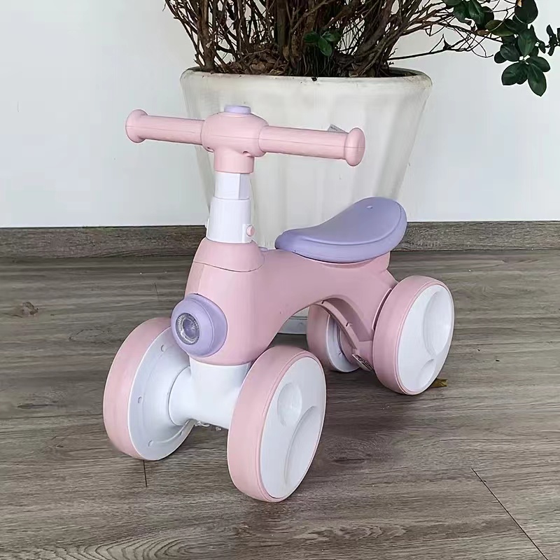 Light Music and Bubble Device Balance Bike for 1-6 Years Old Kids 4 Wheels Car Style