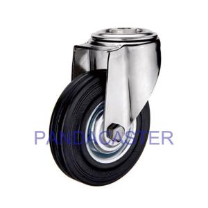 Quality Black Rubber Wheel Bolt Hole Swivel Industrial Castor Wheels 4 Inch wholesale