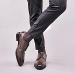 Handmade Mens Black Patent Leather Shoes Square Toe Striped Men Wedding Shoes