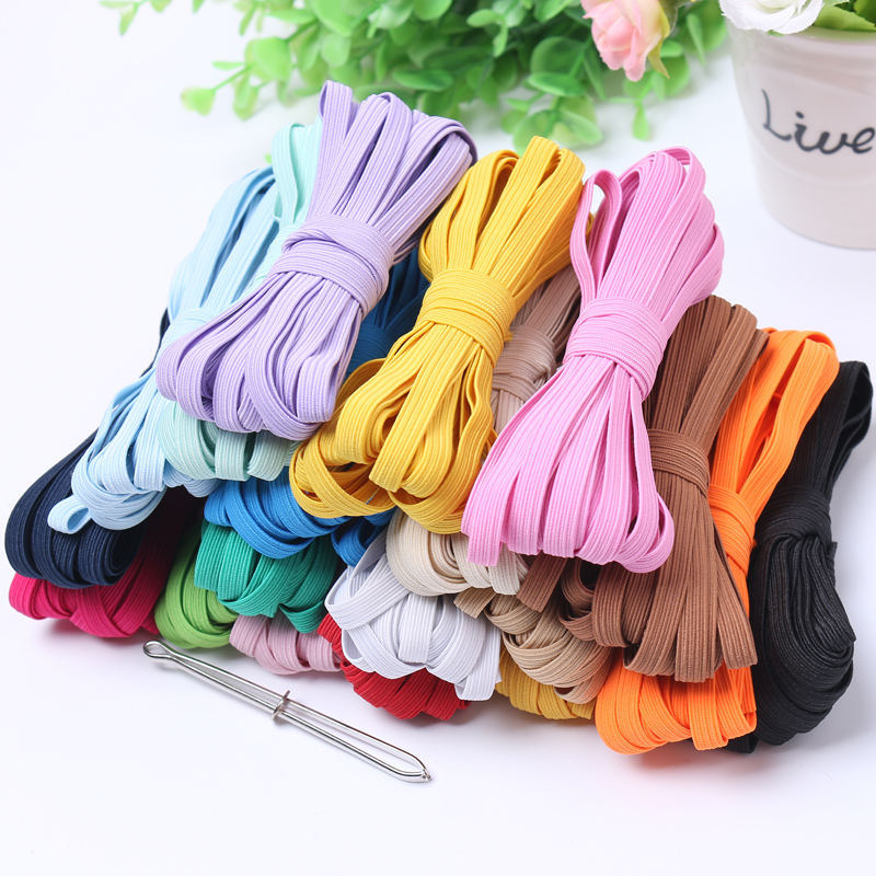 Wholesale flat elastic band tape for note book 6mm bundle packing colorful elastic cord