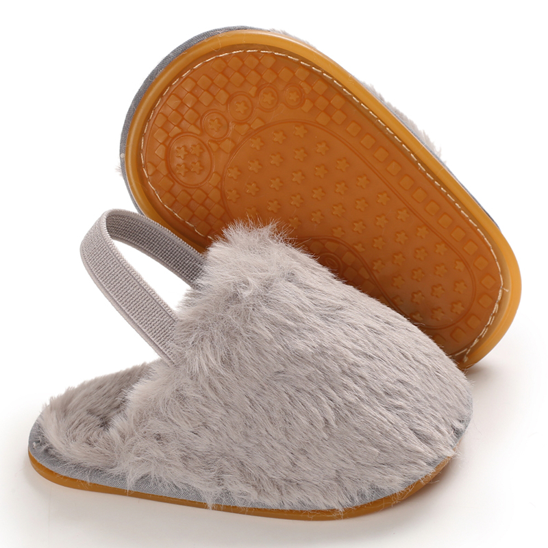 Rubber sole wholesale cheap fur upper prewalker outdoor infant girl baby sandals