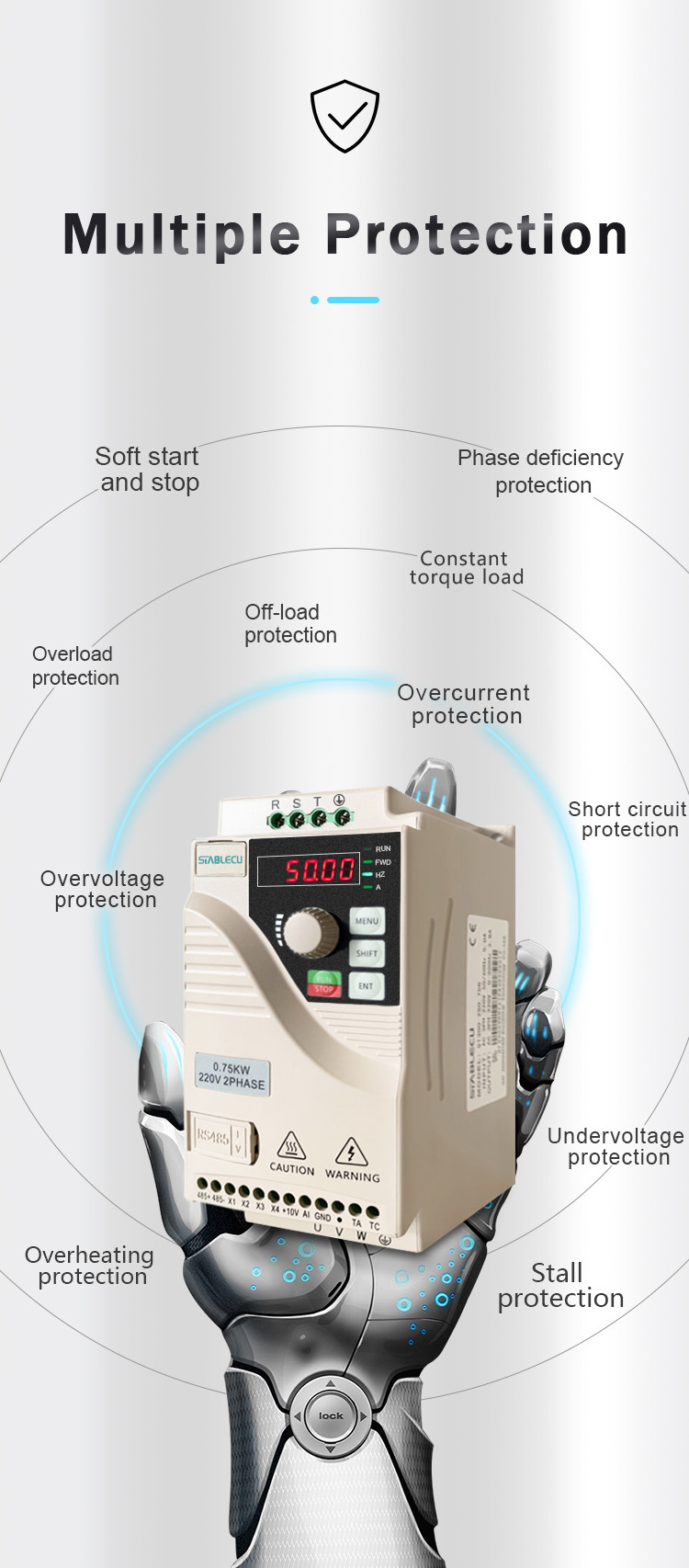 AC 380V 2.2KW Mini VFD For Induction Motor Speed Control