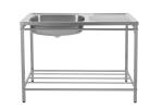 Hotel Self Rimming Polished Stainless Kitchen Sink With Stand 100cm