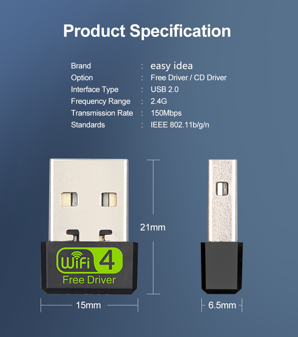 802.11 A USB Wireless Dongle Free Driver 150mbps Wireless Usb Adapter