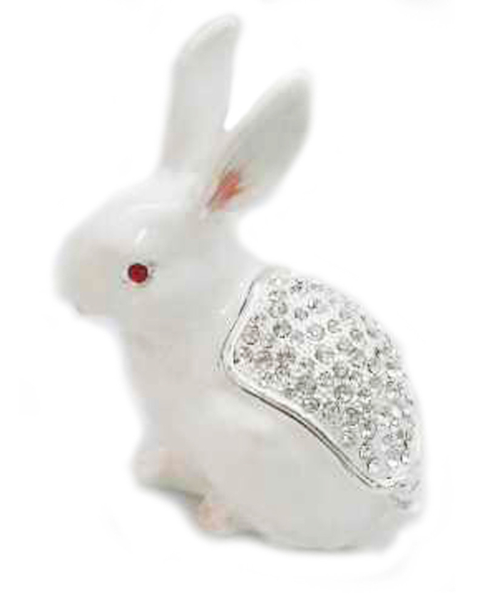 Rabbit Bejeweled Trinket Box Necklace Ring Holder Rabbit Figurine Hinged Rabbit Jewelry Box Rabbit Easter Gift