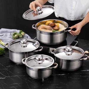 Quality Hot Selling Kitchen Cooking Pot Set Stainless Steel Soup &amp; Stock Pots Cookware Cooking Soup Pot Set wholesale