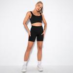 Seamless threaded solid color sexy sports vest shorts running fitness yoga suit
