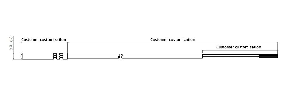 Stainless Steel 3 Wire Flexible PT100 Thermal Sensor RTD Platinum Resistance Temperature Probe