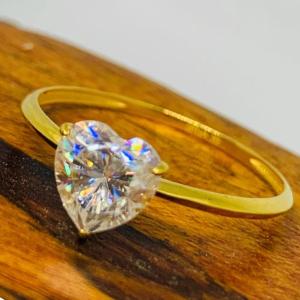 Quality Heart Moissanite Solitaire Engagement Women's Ring 18K Yellow Gold wholesale