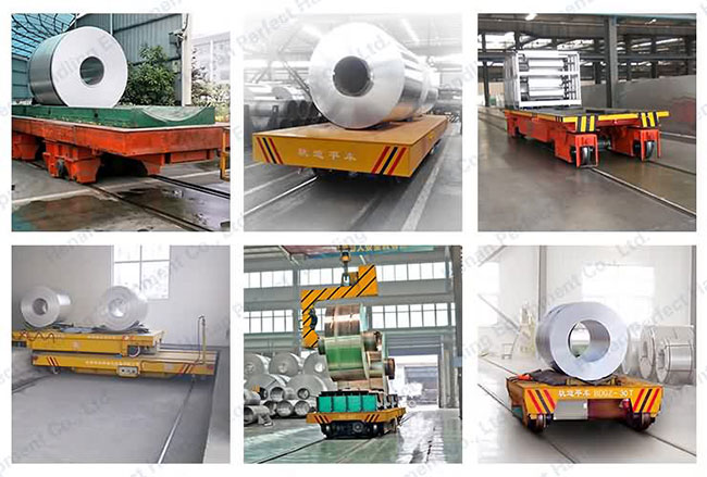 V-shape and roller on transfer car for coiled material applied in plant