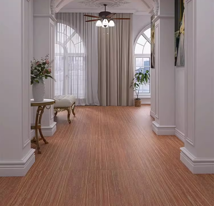High End Living Room Floor Waterproof Porcelain Tiles in Reds / Pinks Travertine Look