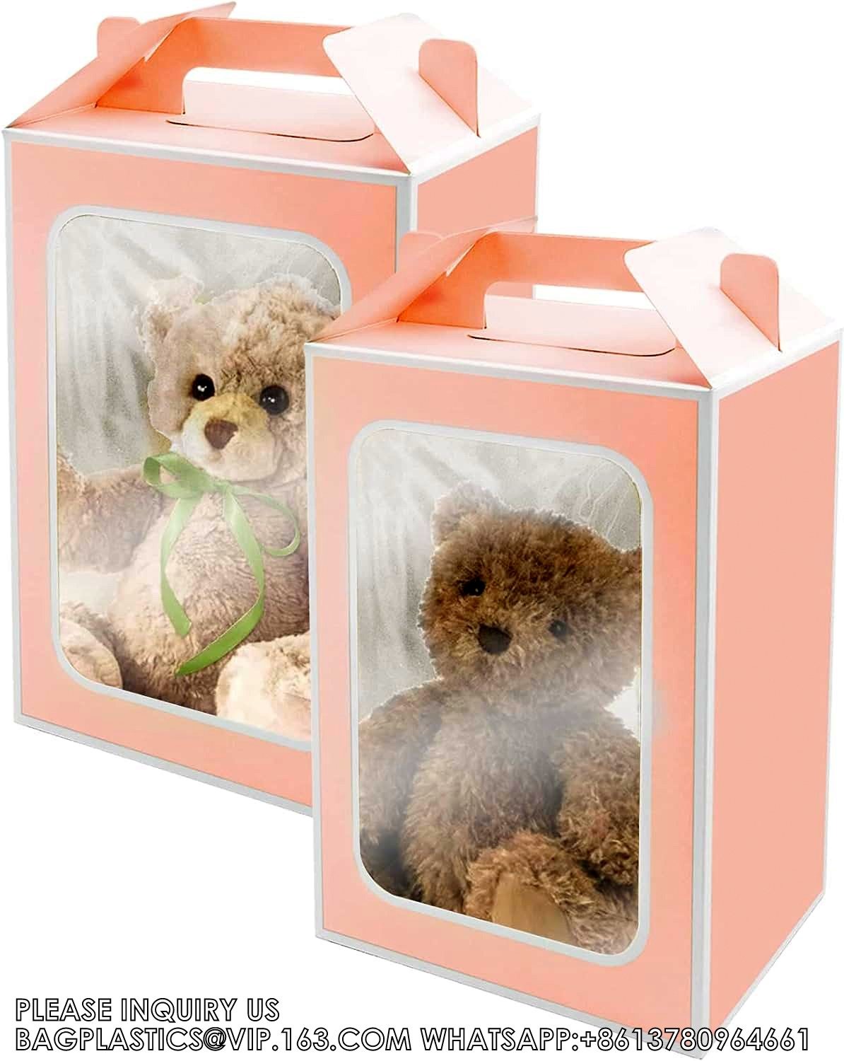 Flower Bouquet Paper Gift Bags With Handles, Wedding Party Bags Window Box Gift Wrapping Bags Small Cake Boxes Bakery