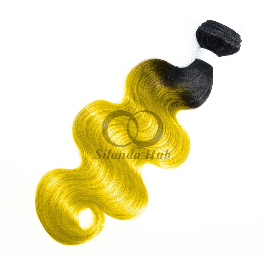 #T1B/Yellow Body Wave Remy Human Hair Bundles Sew In Weave Bundles Brazilian Bundle Deals