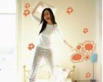 Novel Removable PVC Custom Yellow Flower Wall Sticker F117