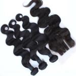 Virgin Brazilian Human Hair Lace Closure With Bundles Unprocessed 4x4 Lace